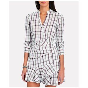VERONICA BEARD Sherry Plaid White Wrap Shirtdress